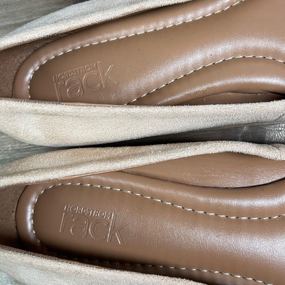 Nordstrom Rack Women's Aspen Flats Size 7.5 Light Tan Faux Suede Square Toe - Picture 10 of 12